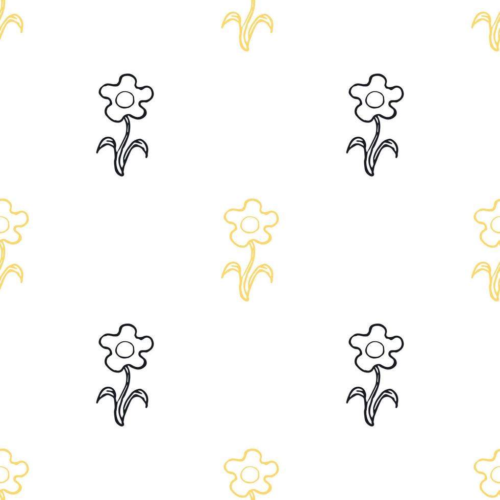 Seamless floral pattern. Doodle background with flowers. Spring pattern vector