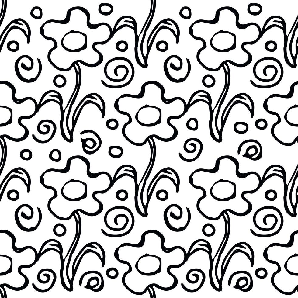 Seamless floral pattern. Doodle background with flowers. Spring pattern vector