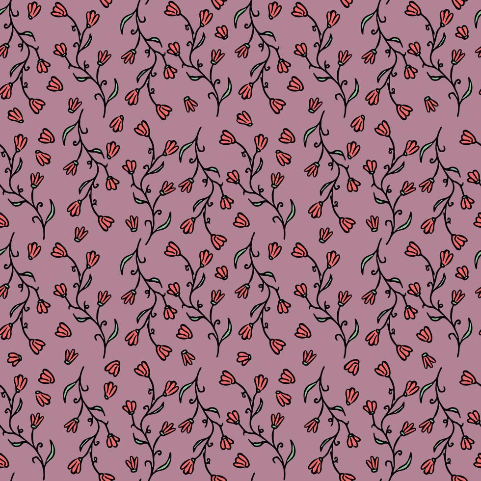 Seamless floral pattern. Doodle background with flowers. Spring pattern vector