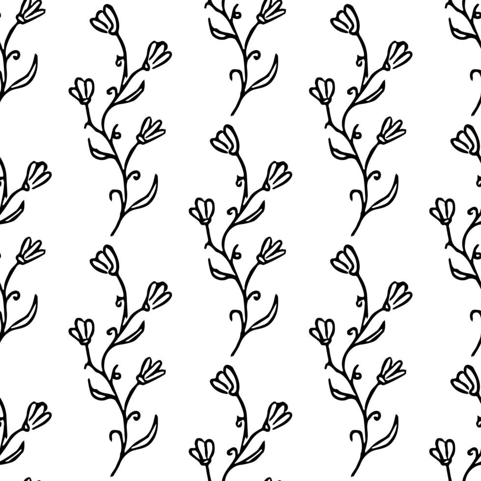 Seamless floral pattern. Doodle background with flowers. Spring pattern vector