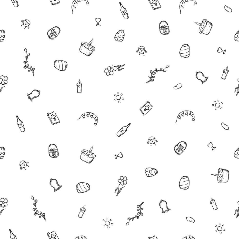 Easter pattern. Seamless pattern with easter icons. Easter background vector