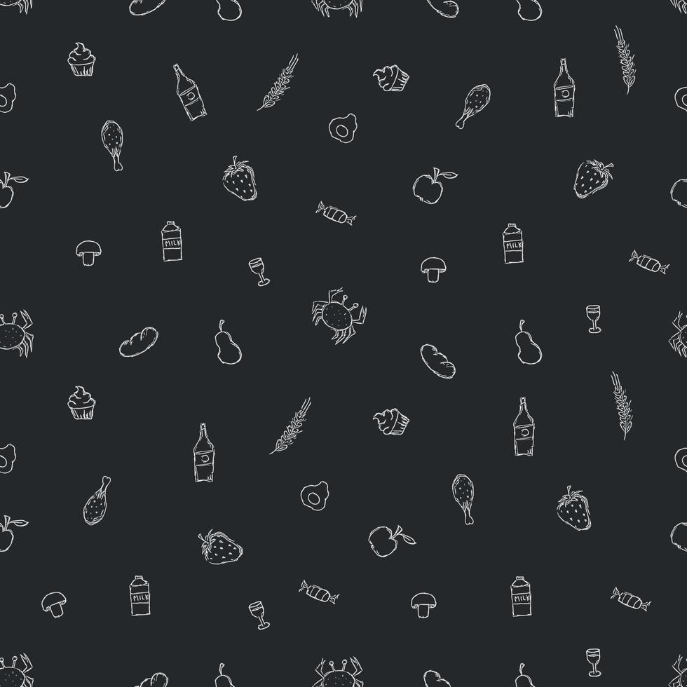 Seamless pattern with food icons. doodle food pattern. Food background vector