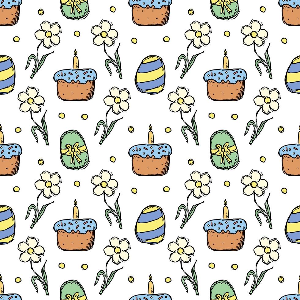 Easter pattern. Seamless pattern with easter icons. Easter background vector