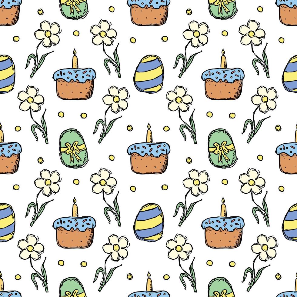 Easter pattern. Seamless pattern with easter icons. Easter background vector