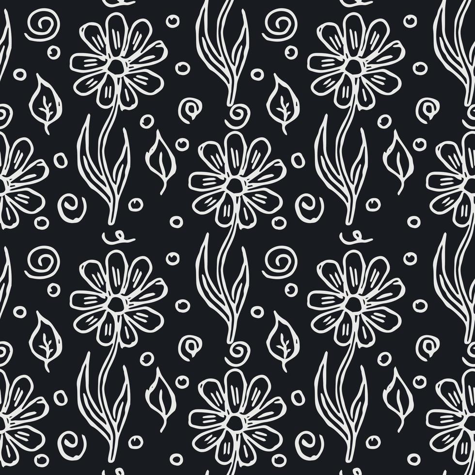 Seamless floral pattern. Doodle background with flowers. Spring pattern vector