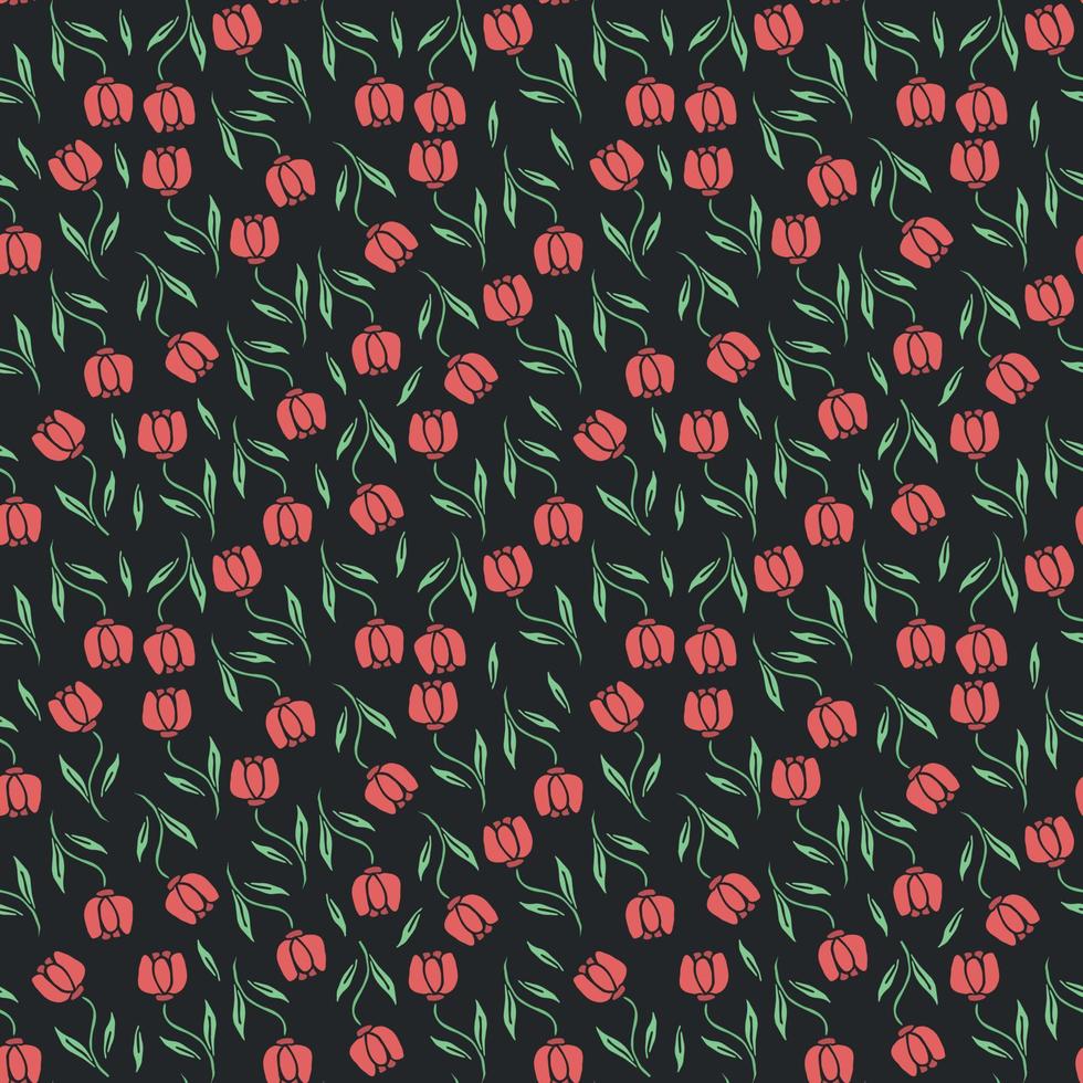 Seamless floral pattern. Doodle background with flowers. Spring pattern vector