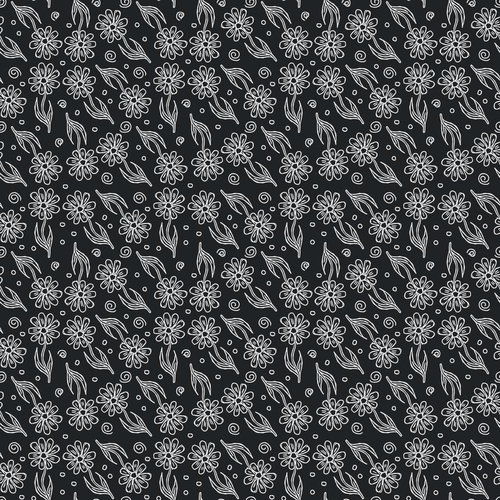 Seamless floral pattern. Doodle background with flowers. Spring pattern vector