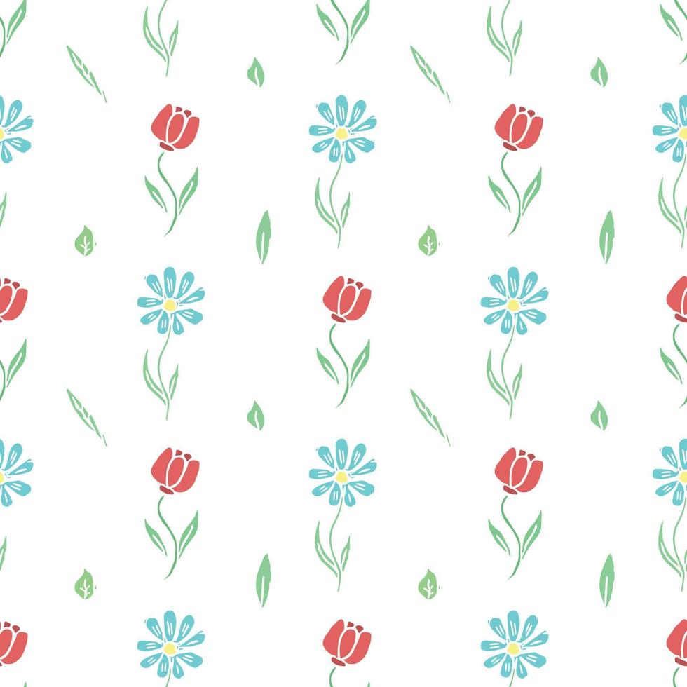 Seamless floral pattern. Doodle background with flowers. Spring pattern vector