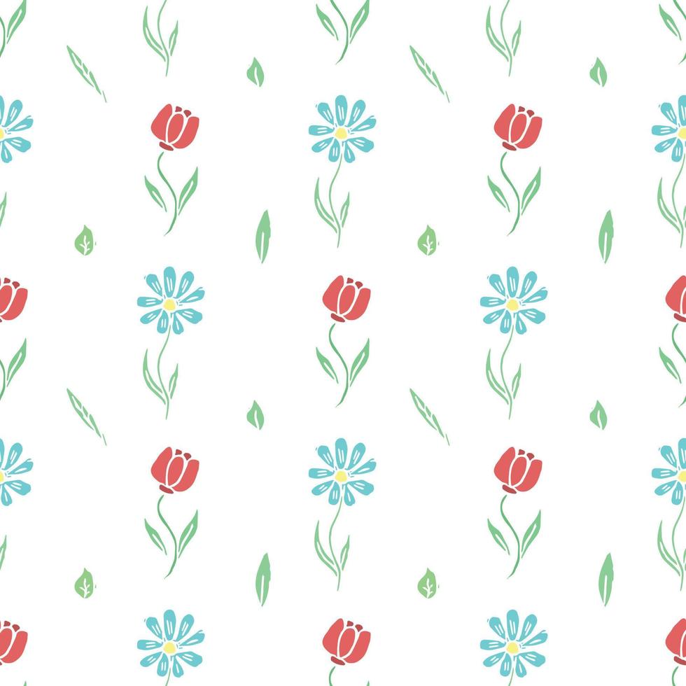 Seamless floral pattern. Doodle background with flowers. Spring pattern vector