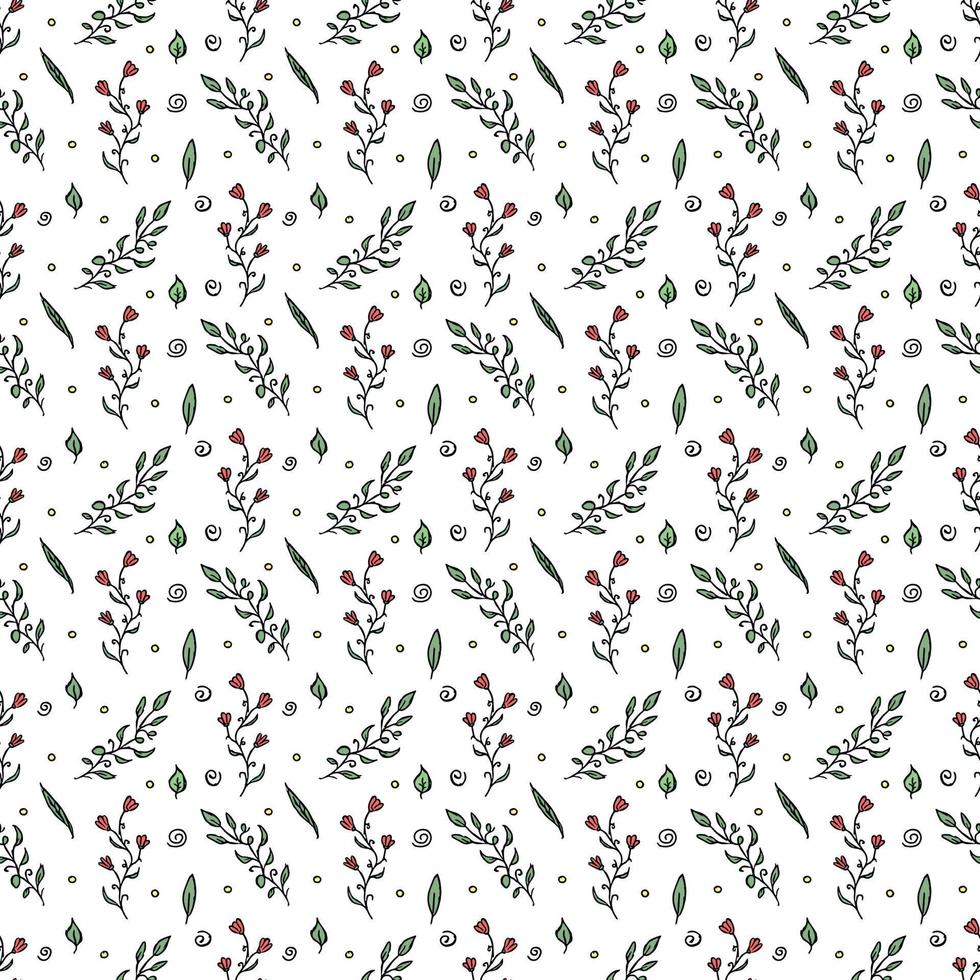 Seamless floral pattern. Doodle background with flowers. Spring pattern vector