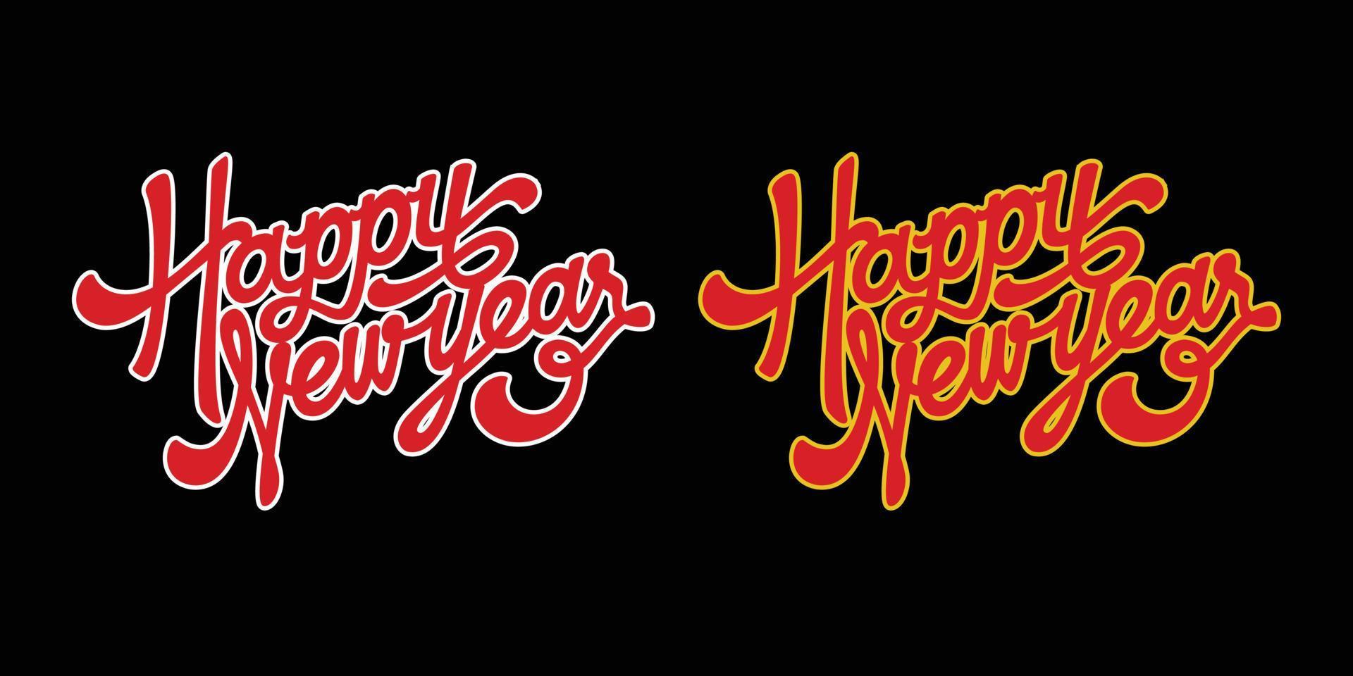 Happy new year vector hand lettering calligraphy typography illustration