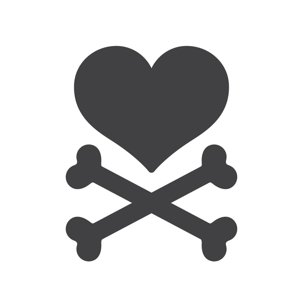 Heart cross bone logo icon pirate vector illustration