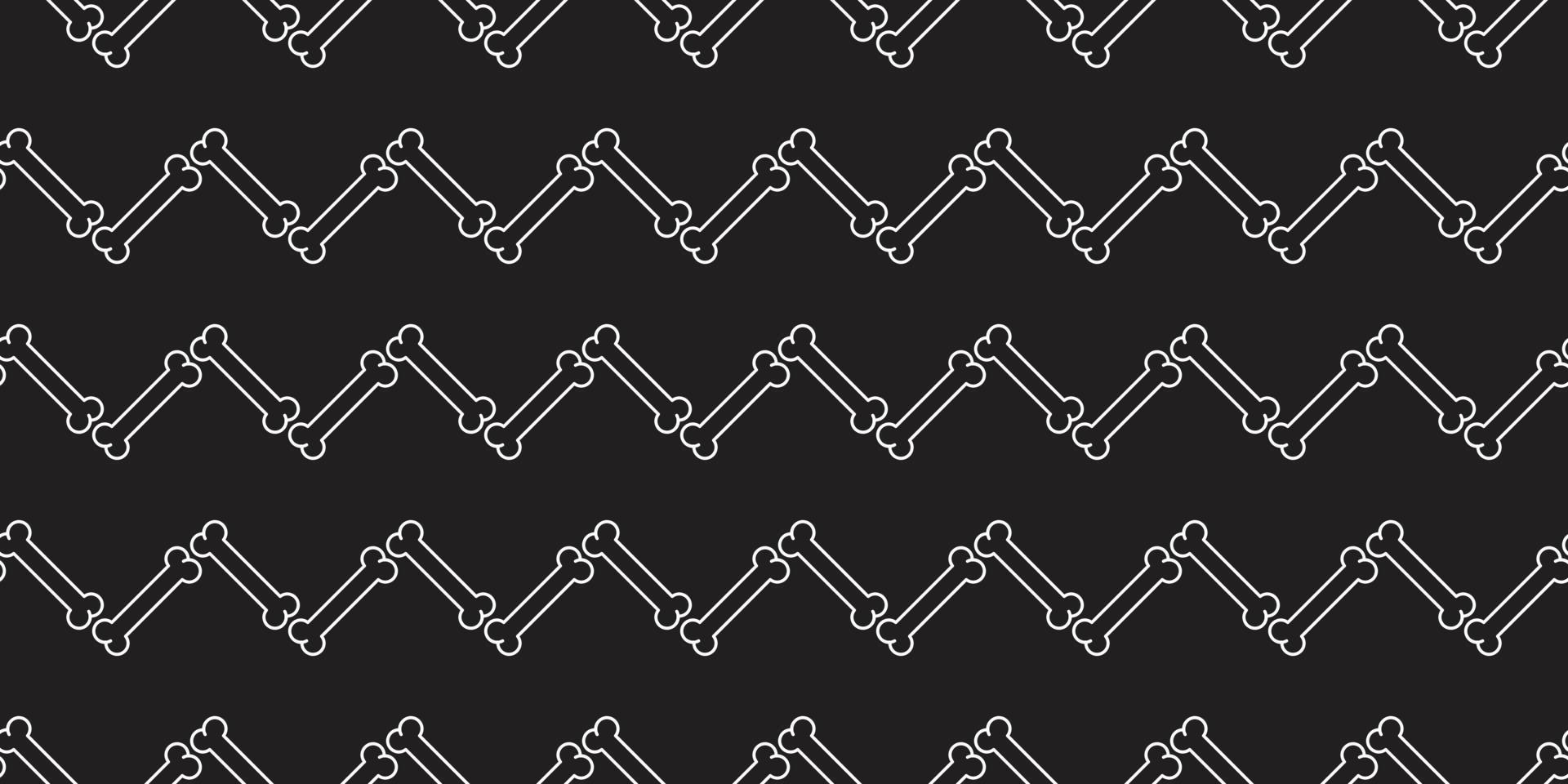 Dog Bone Seamless pattern vector dog paw zigzag wallpaper background isolated black