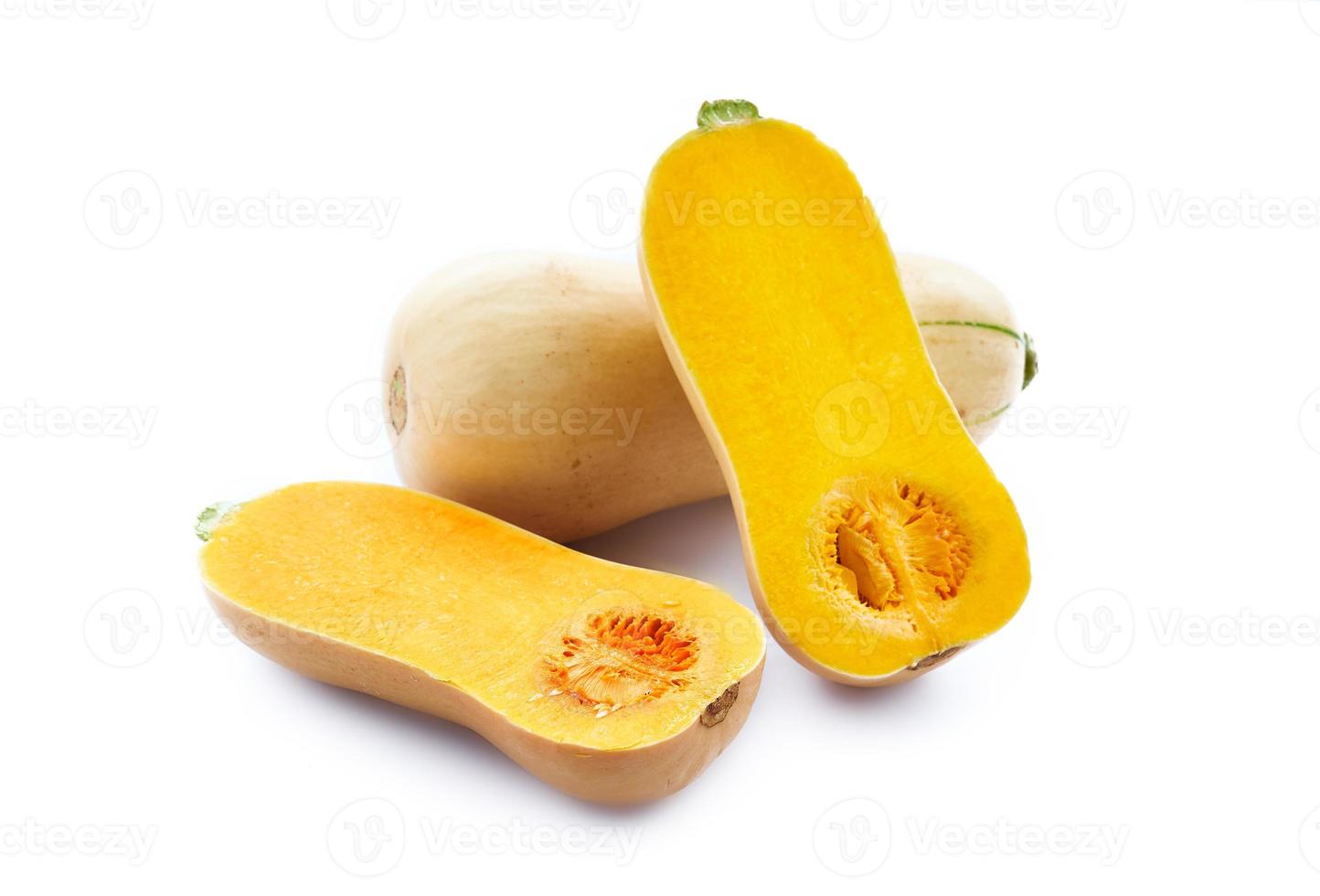 butternut squash or butternut pumpkin or gramma isolated on white background. winter autumn vegetable food photo