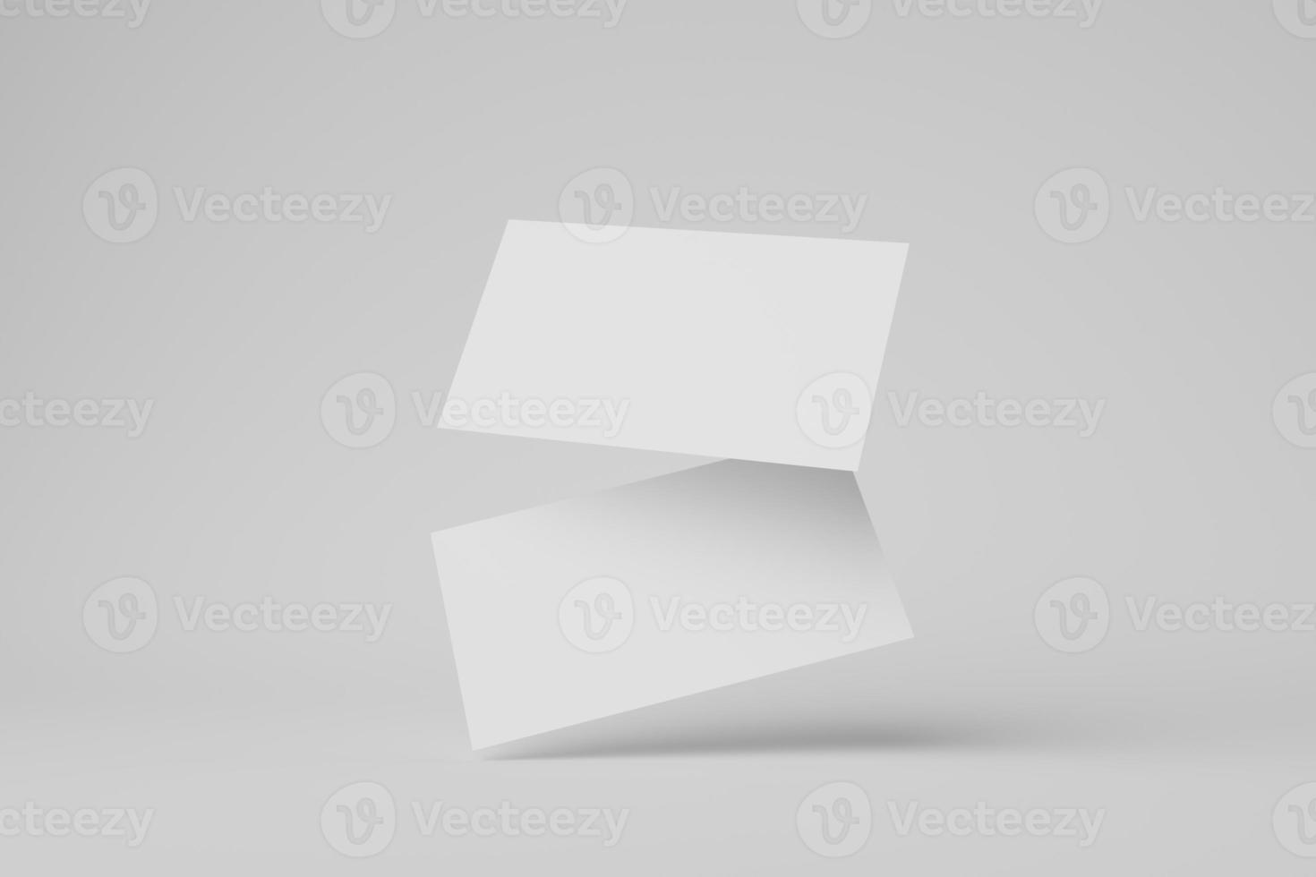 white Business card mock-up blank product scene background. 3d illustration render. Business card mockup blank. 3d illustration photo