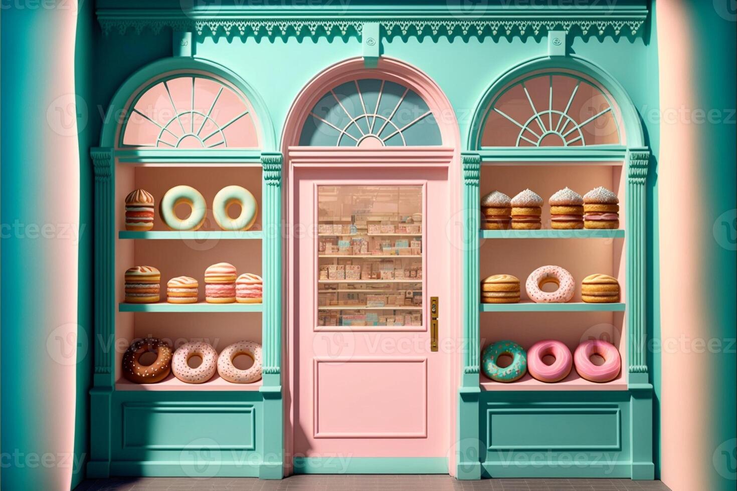 bakery shop store Digital Backdrop in pastel colours. photo