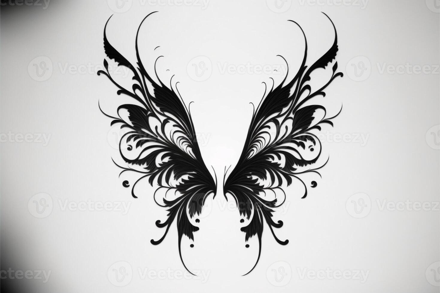 fairy wings made of forest leaves on a white background. photo