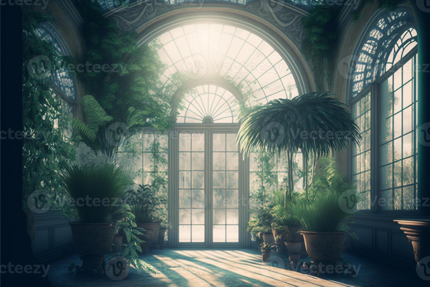 magical conservatory day light digital background. photo