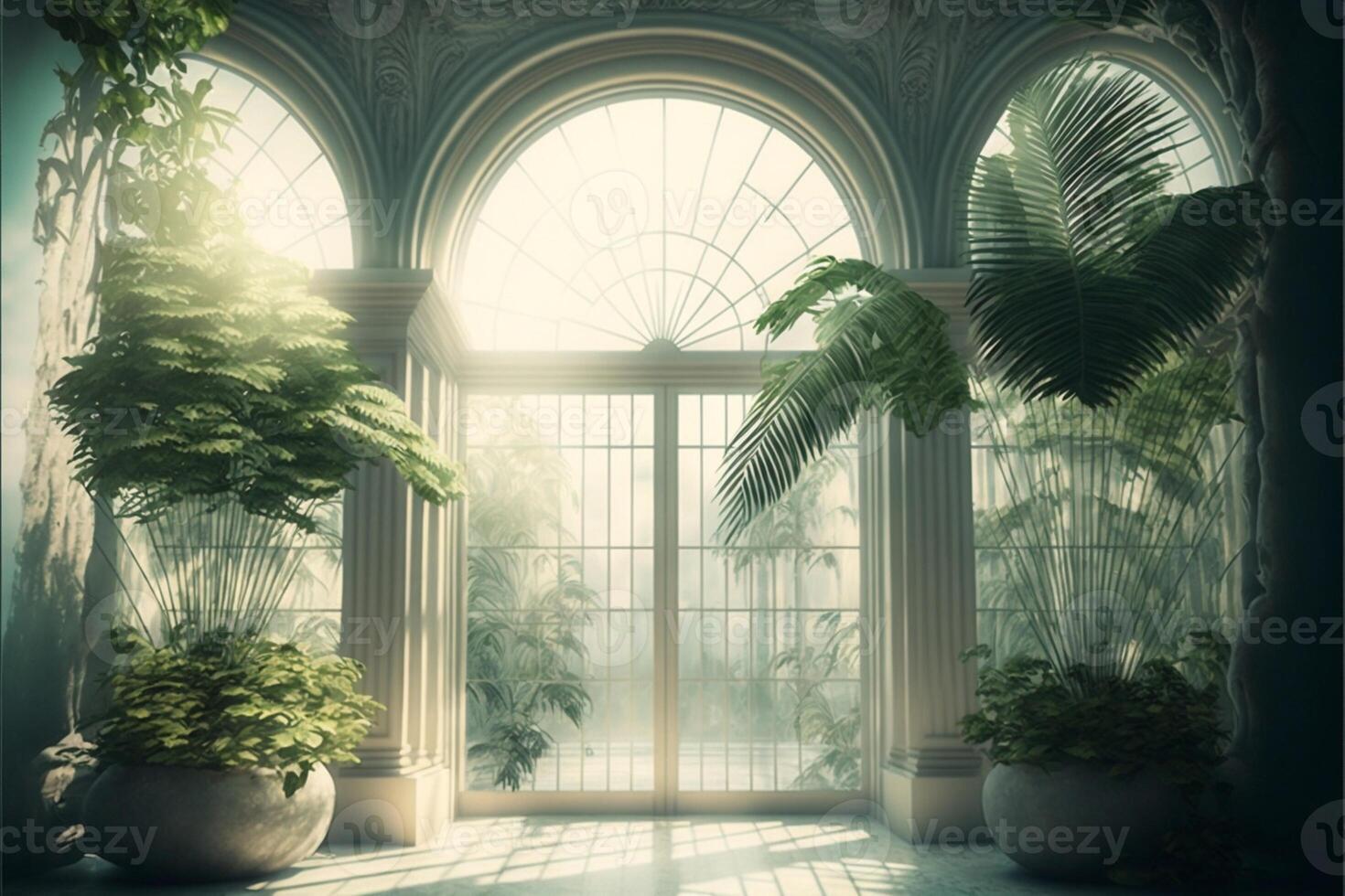 magical conservatory day light digital background. photo