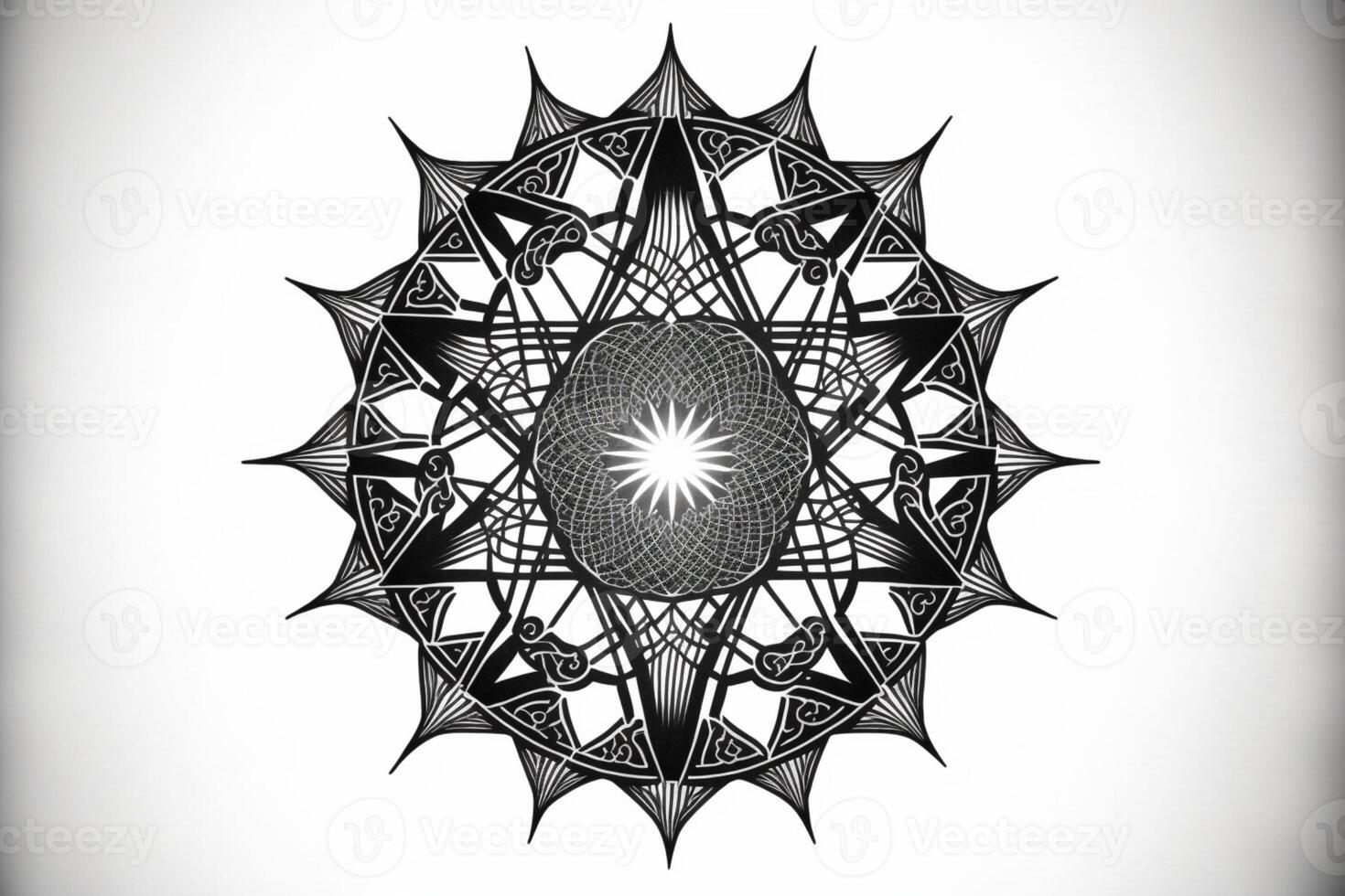 sacred geometry silhouette fine lines on a white background. photo