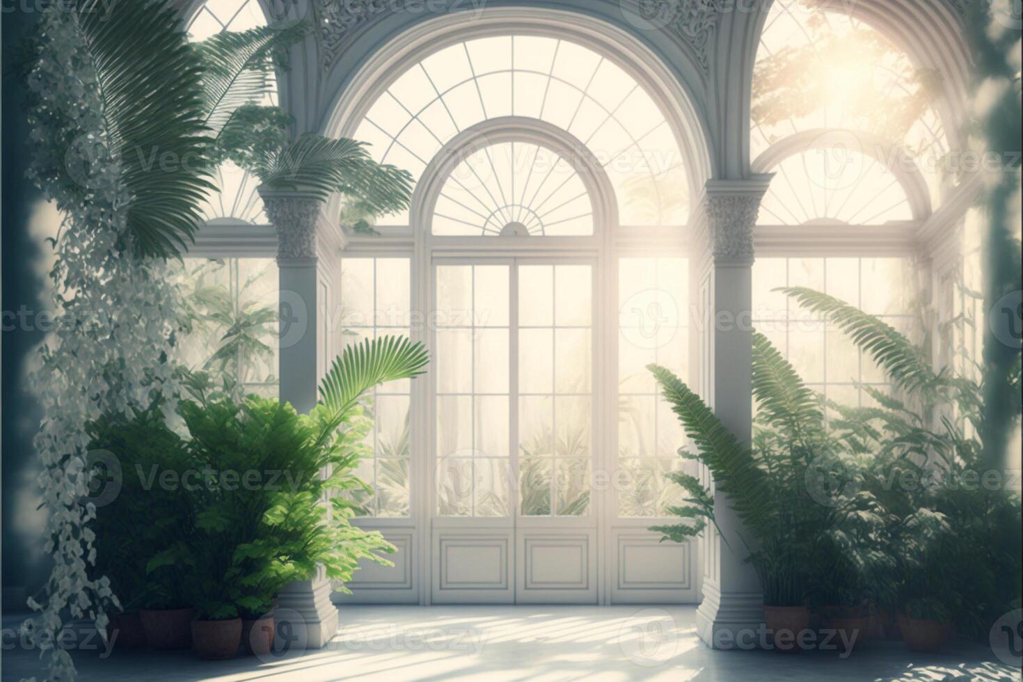 magical conservatory day light digital background. photo