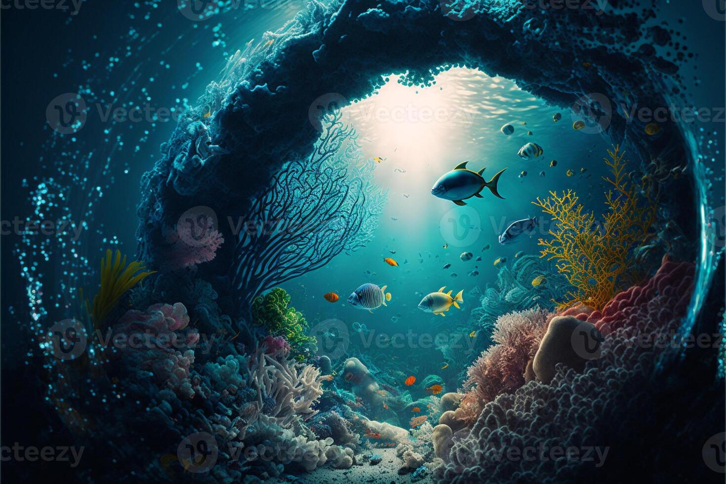 under water ocean background landscape. photo