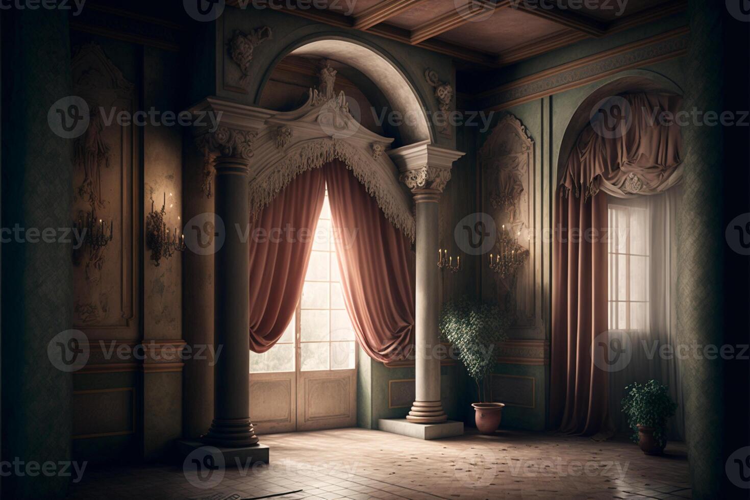 Tuscan villa Digital Backdrop in rich colours realistic. photo