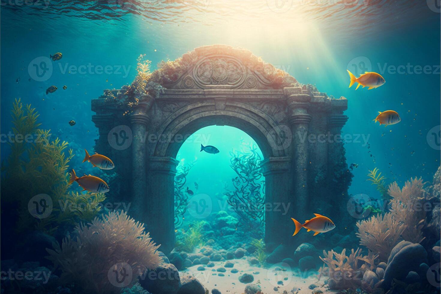 under water ocean background landscape. photo