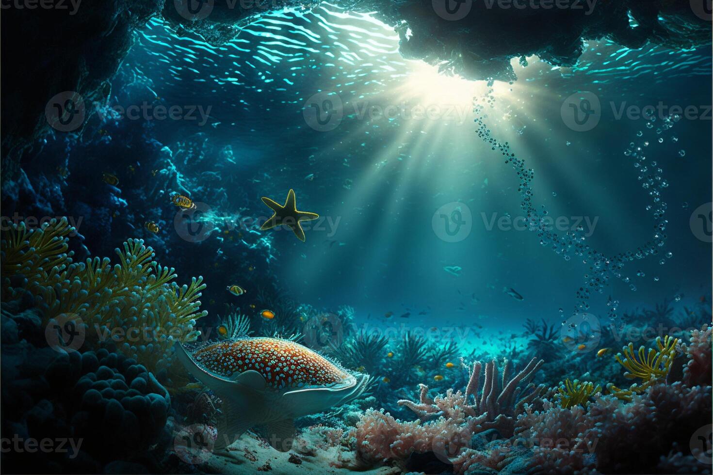 under water ocean background landscape. photo