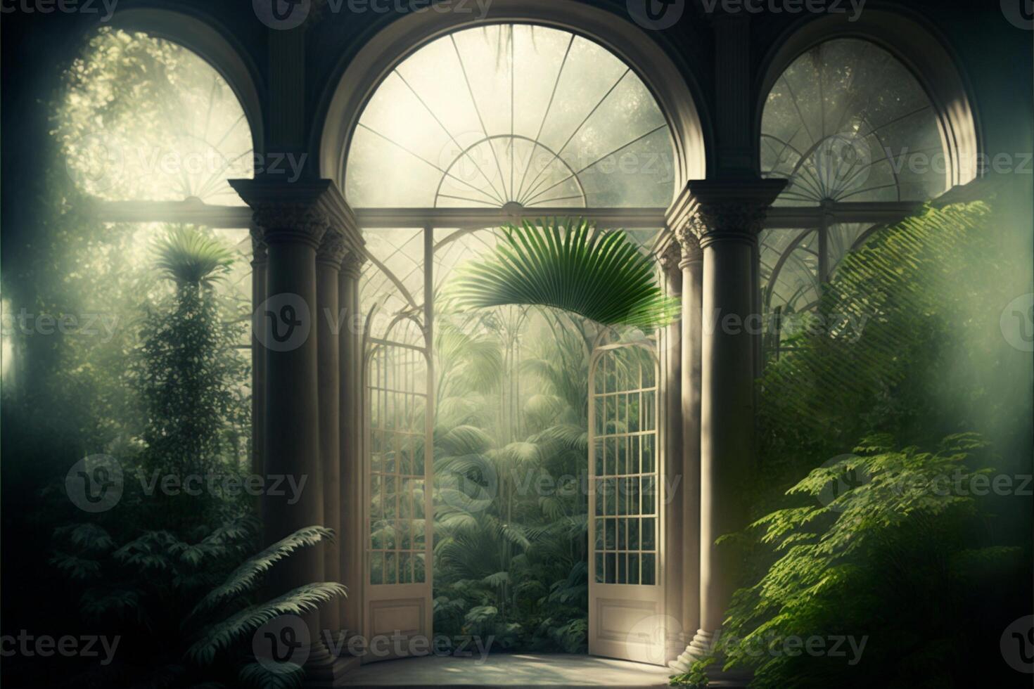 magical conservatory day light digital background. photo