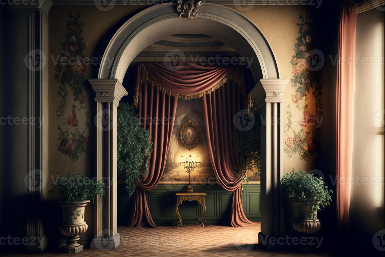 Tuscan villa Digital Backdrop in rich colours realistic. photo