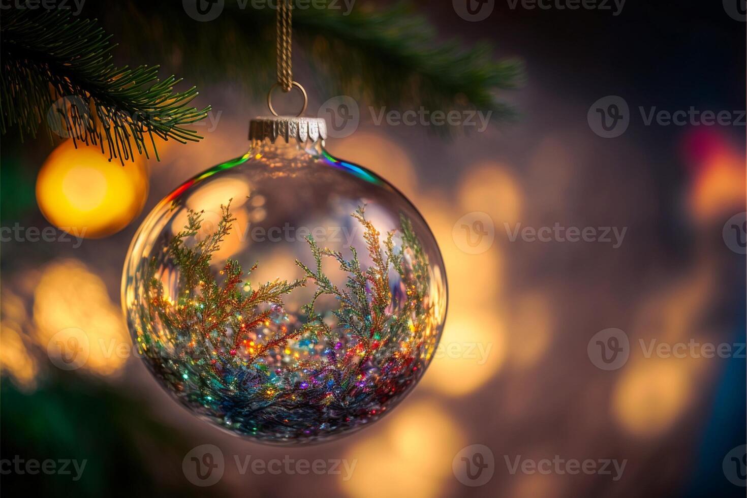 Empty glass ornament clear glass Christmas tree glass. photo