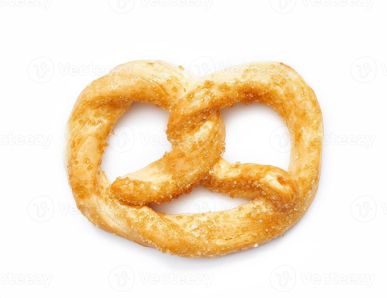 top view or flat lay pretzel isolated on white background. photo