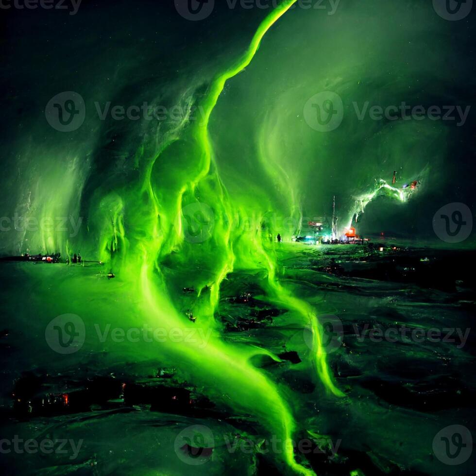 an image of a green light in the sky. generative ai. 22844448 Stock