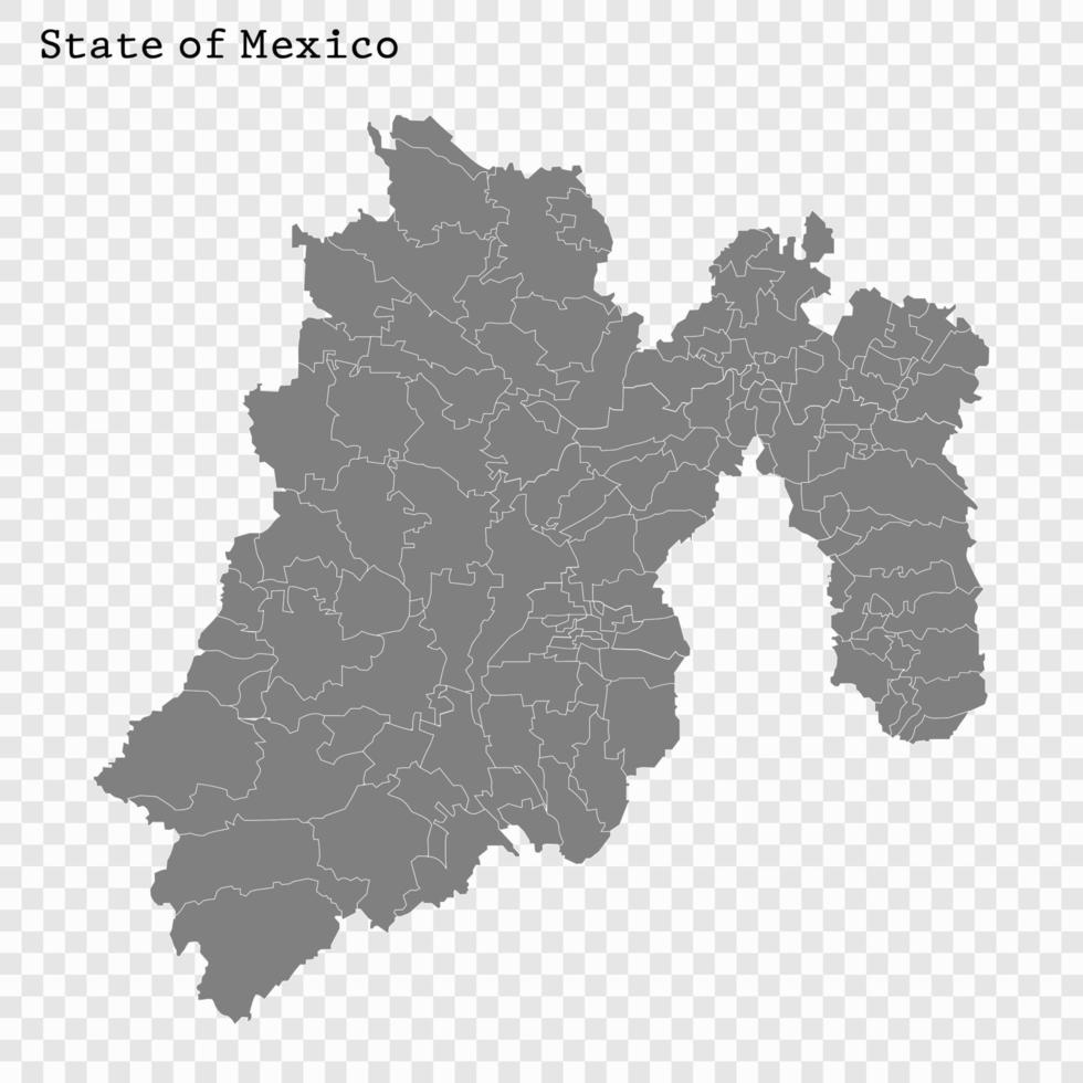 High Quality map is a state of Mexico vector