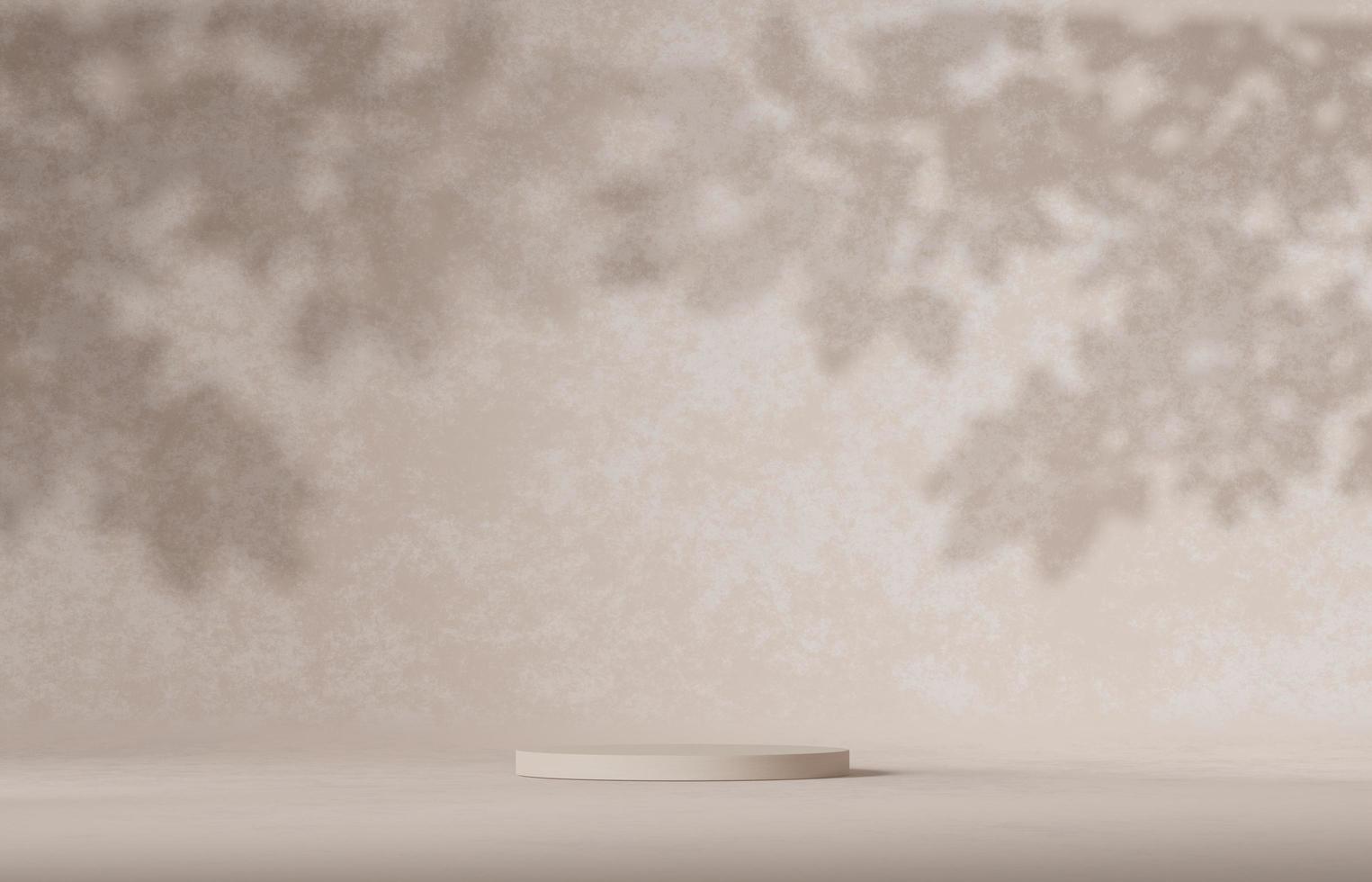 3D beige podium or stage and flower. mock-up stand product scene background. 3d podium stage illustration photo