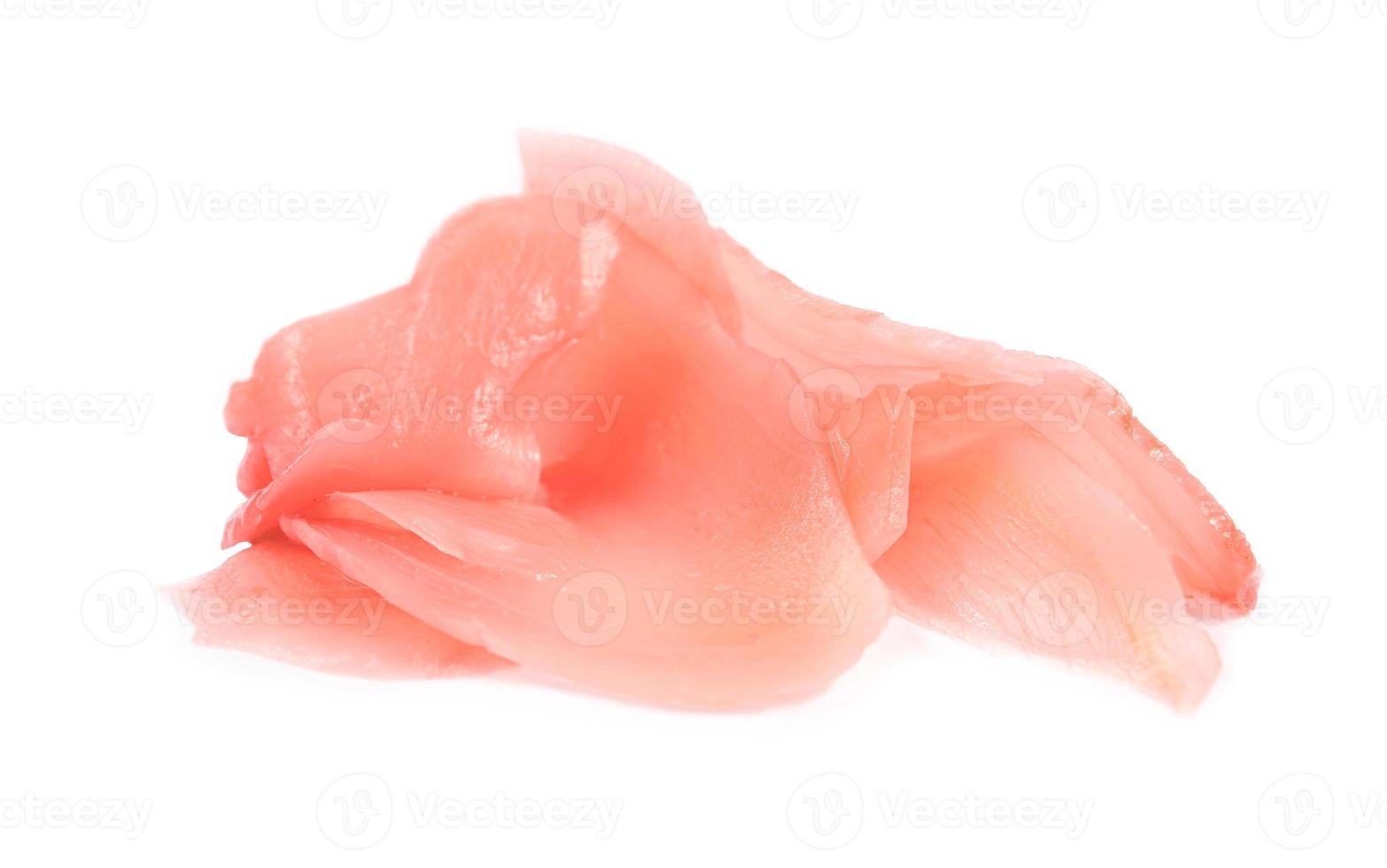 pink pickled ginger isolated on white background. pink pickled ginger