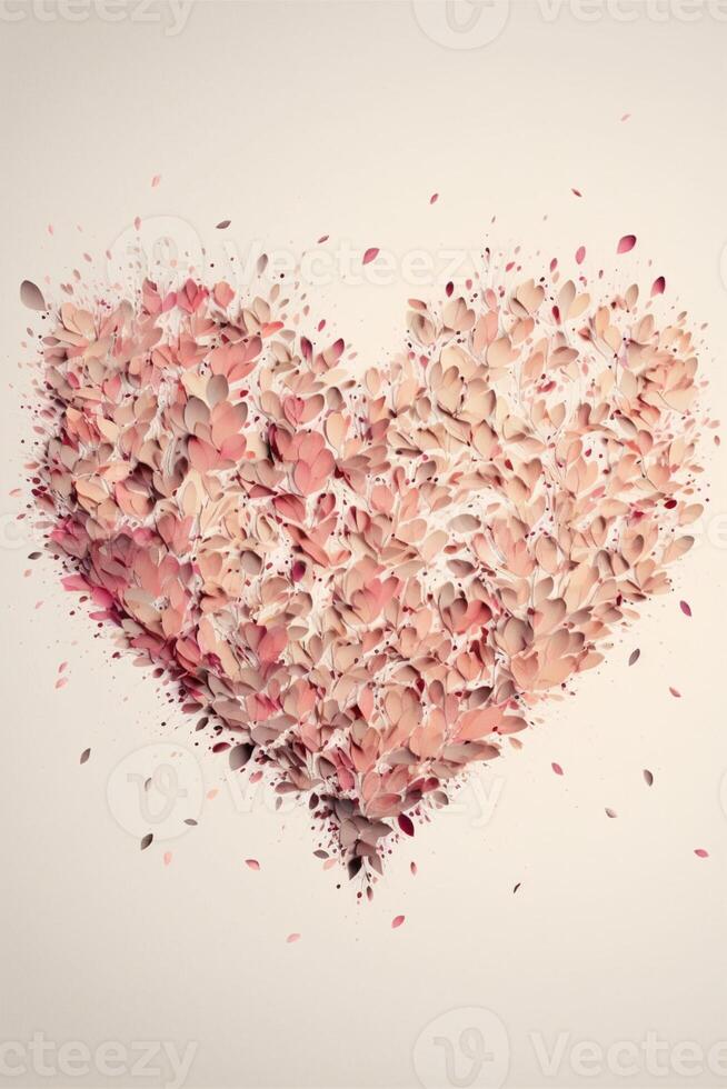 heart made of pencil shavings on a white background. . photo