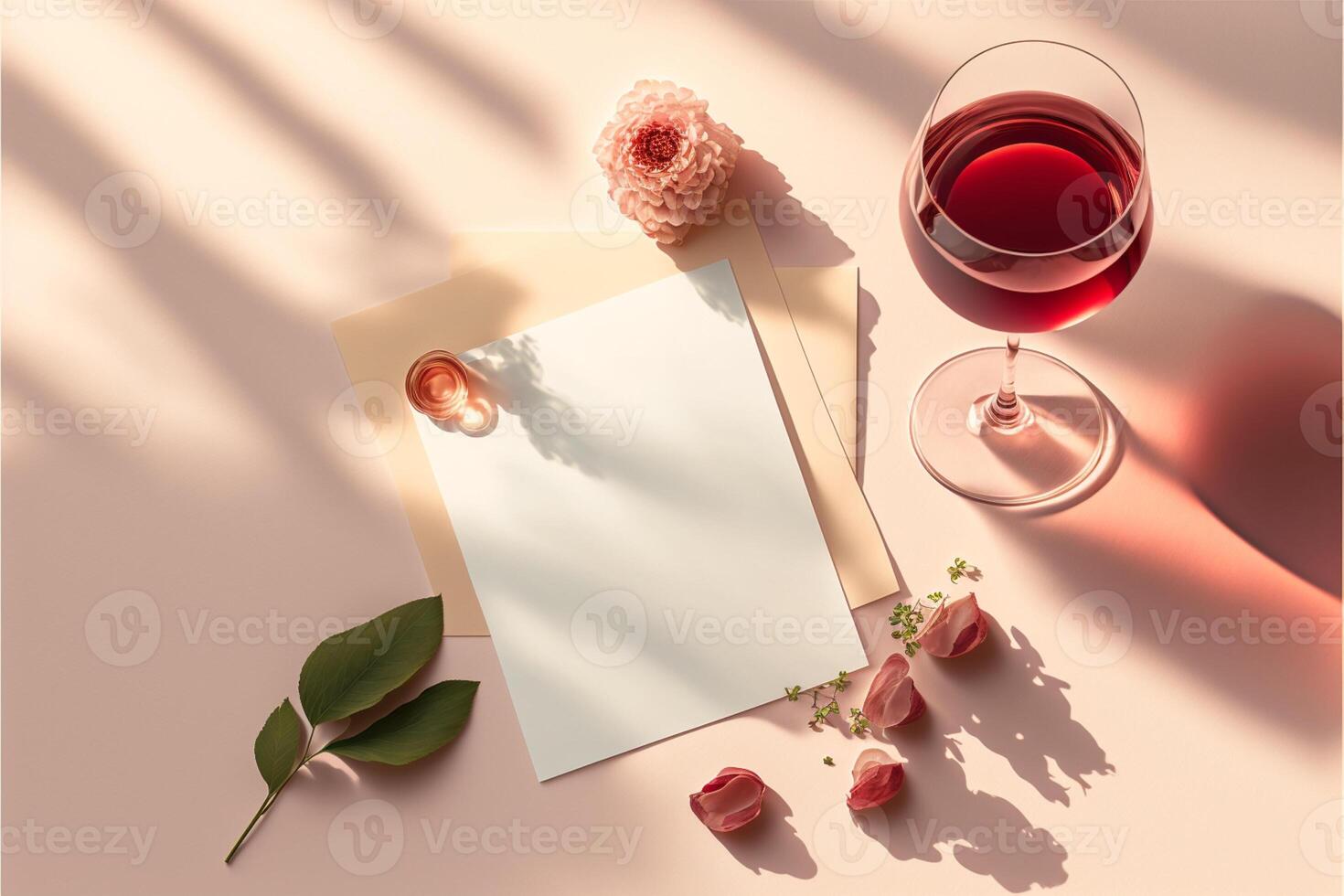 Wedding stationery still life cocktail glass long shad. photo