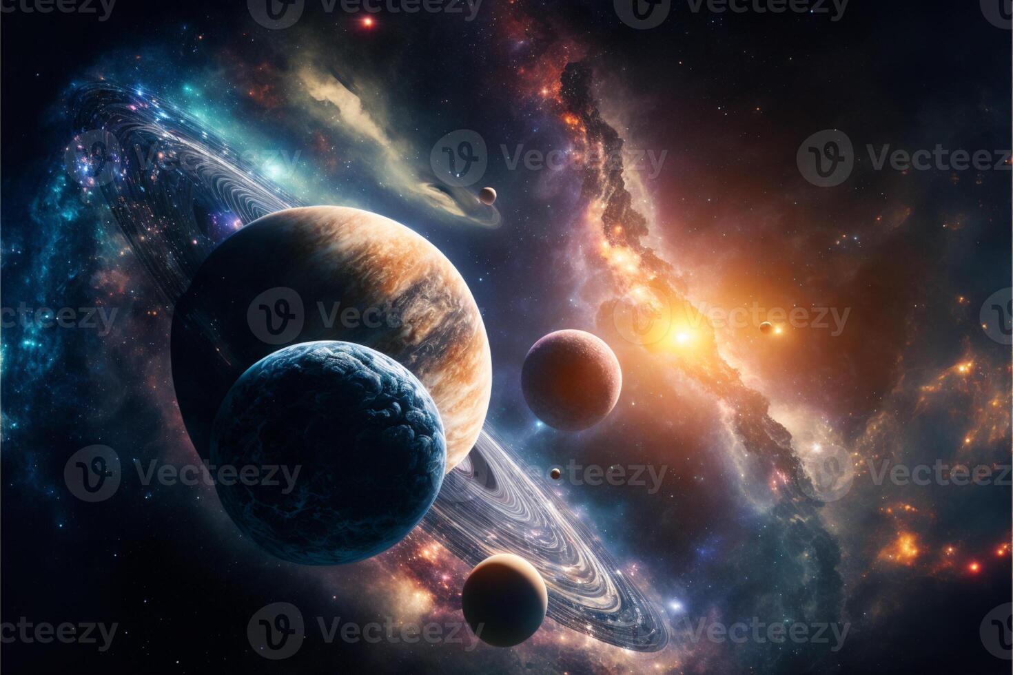 Planets of the solar system against the background. photo