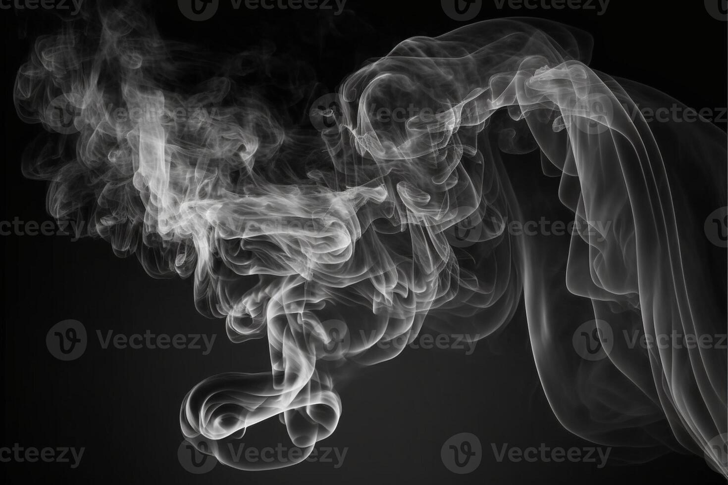 Smoke set isolated on black background. photo