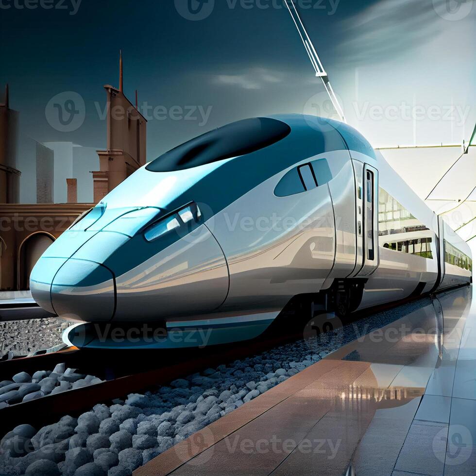 High-speed rail trains. Generative Ai 22845669 Stock Photo at Vecteezy