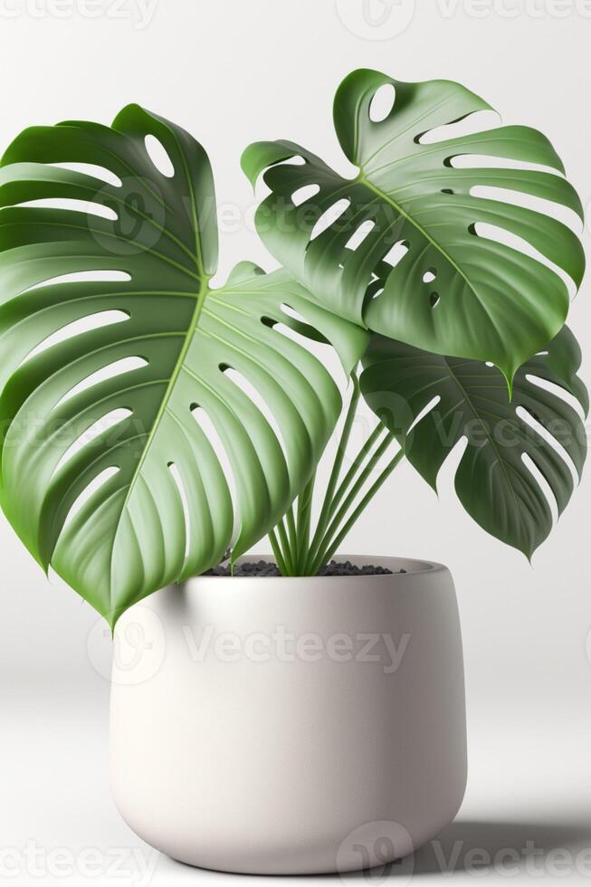 Monstera on pink background. photo