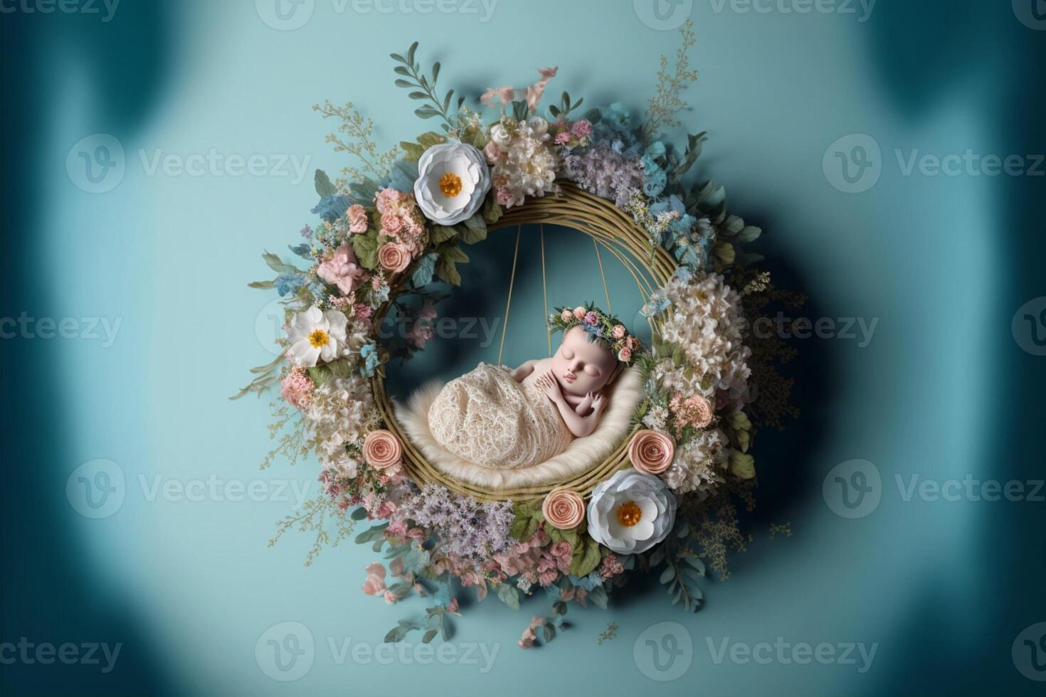 infant digital background with flowers. photo