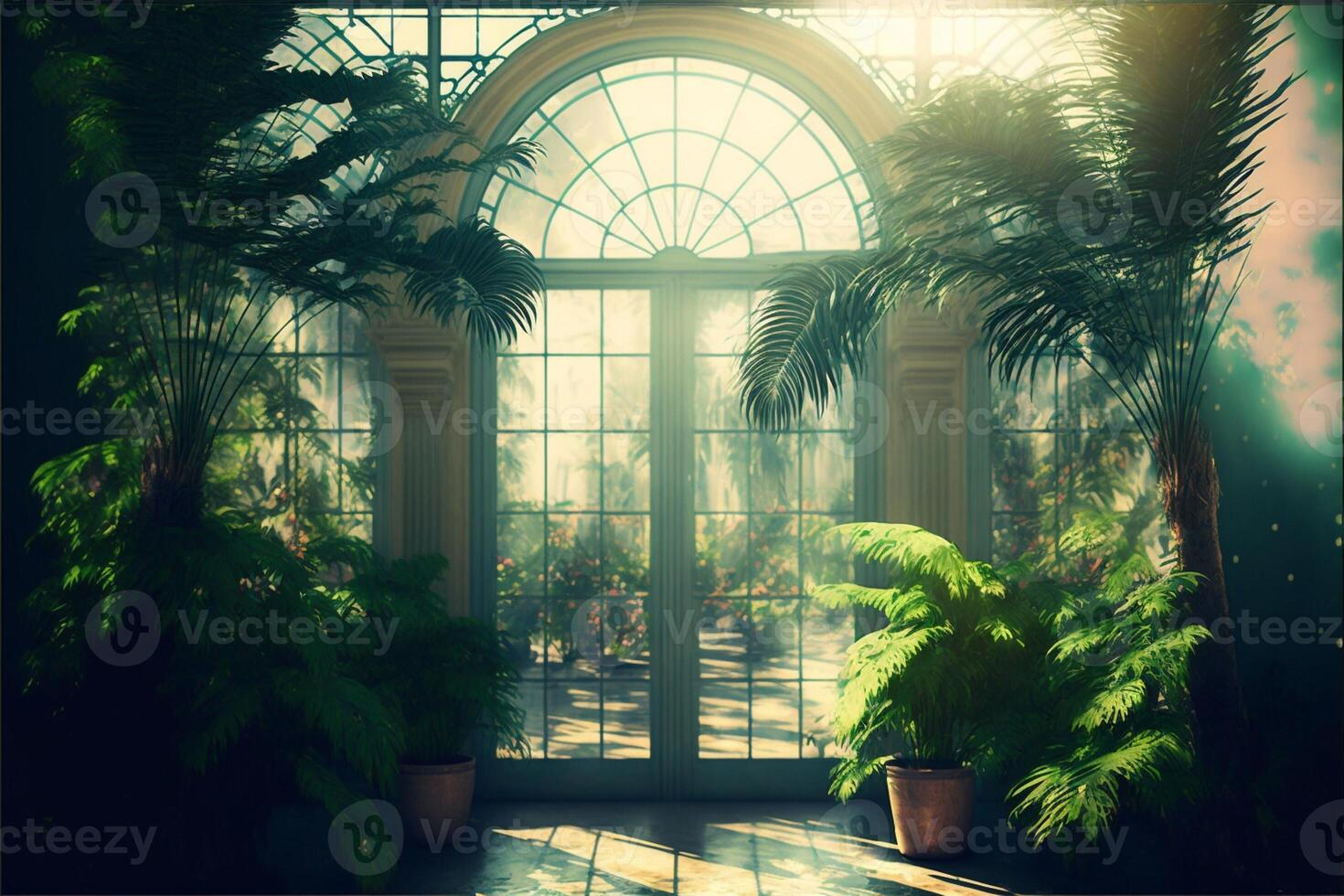 magical conservatory day light digital background. photo