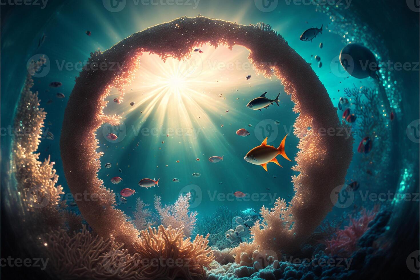 under water ocean background landscape. photo