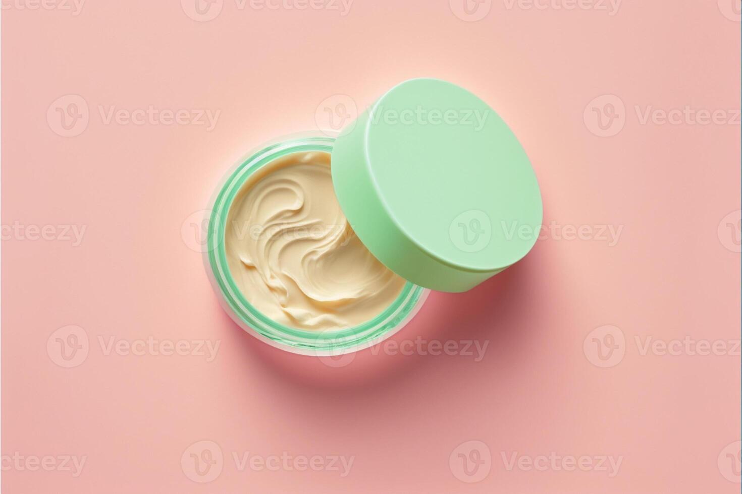 Smeared skin care cream on pastel background. photo