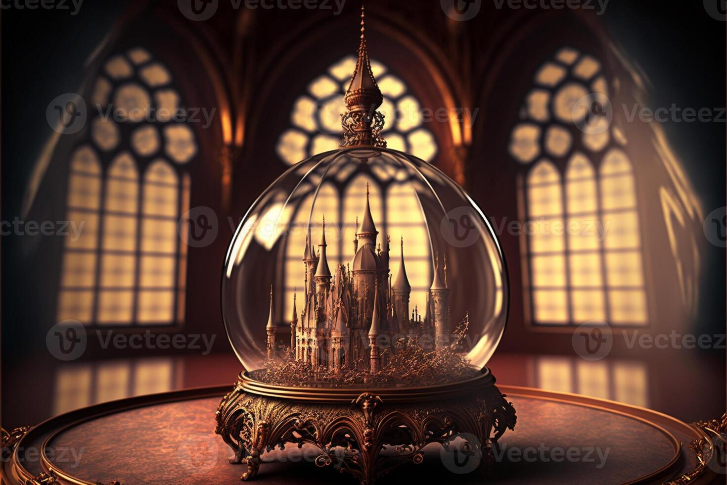 fairy tale castle background empty glass. photo