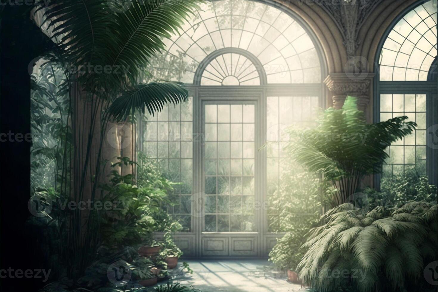 magical conservatory day light digital background. photo