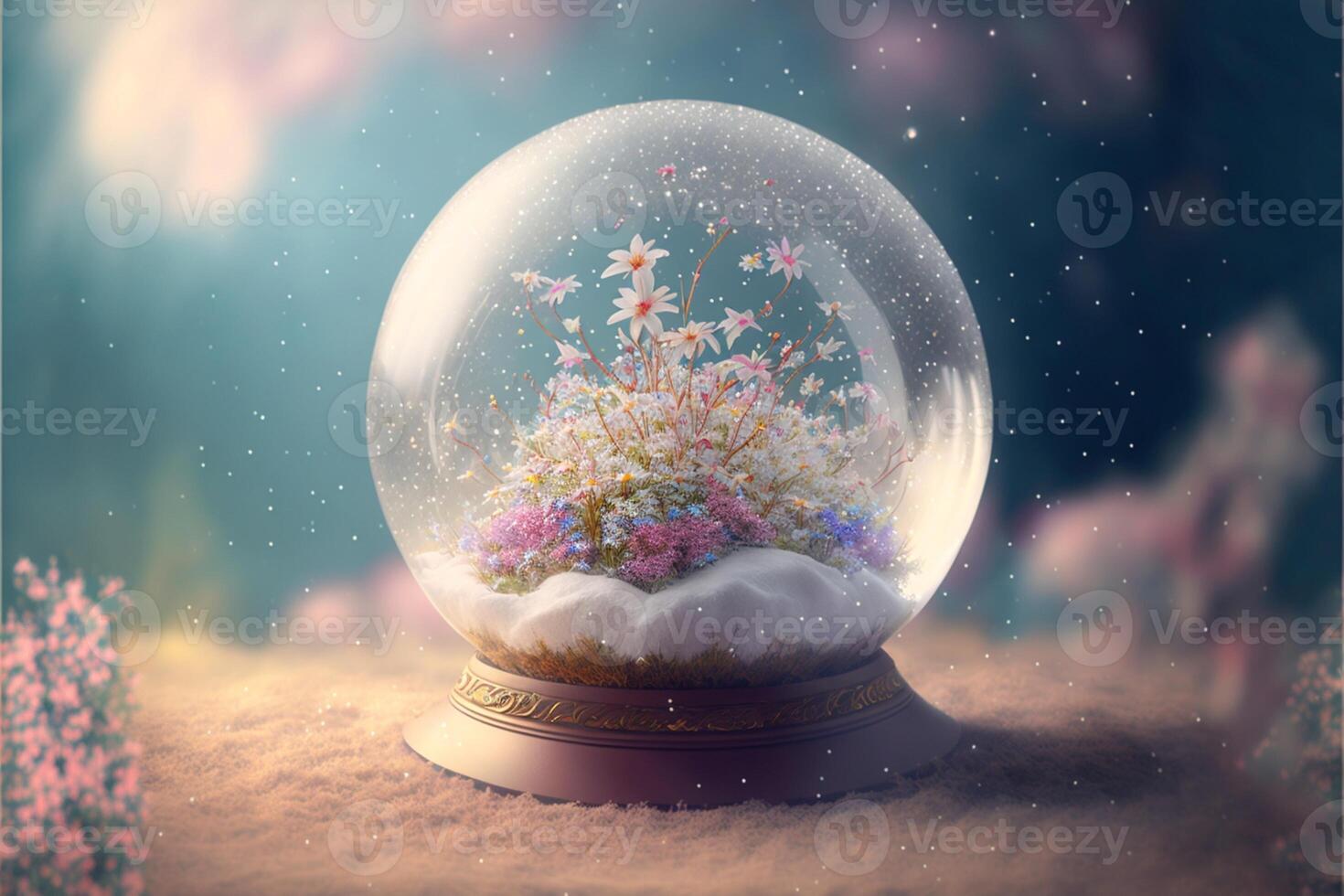 magical fairyland background with flowers. photo